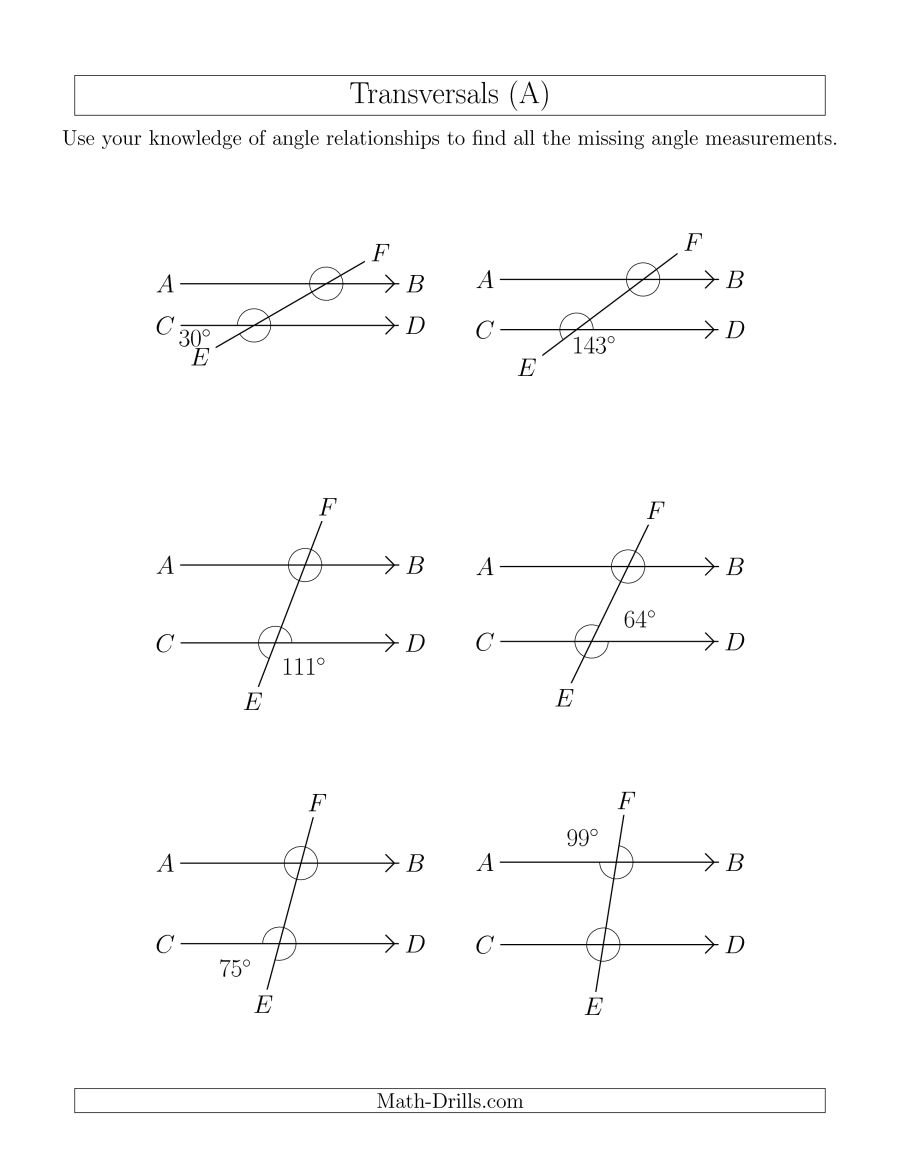 Angle Relationships In Transversals A Regarding Angles In Transversal Worksheet Answer Key