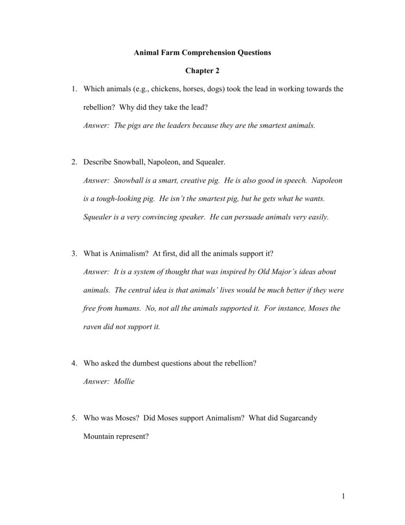 Animal Farm Comprehension Questions Also Reading Skills And Strategies Worksheet Animal Farm