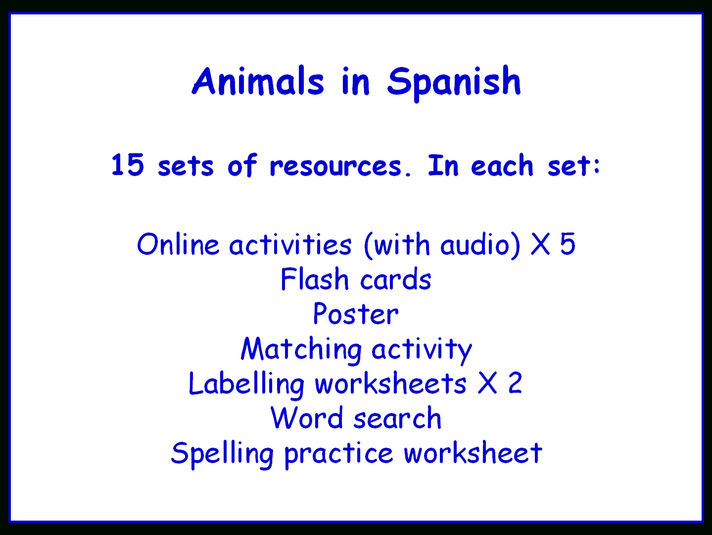 Animals In Spanish Worksheets Games Activities And Flash Cards With Animals In Spanish Worksheet