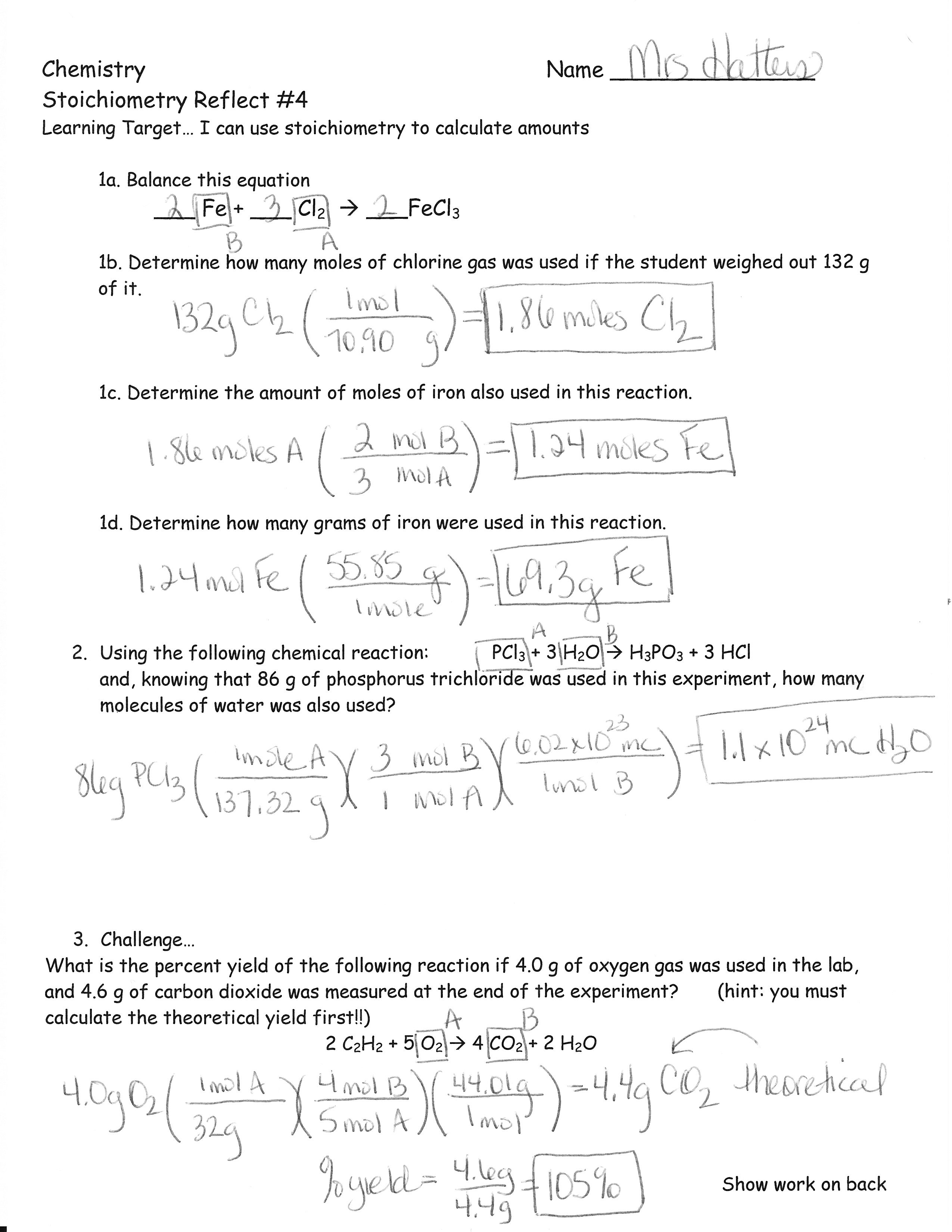 Announcements  Stoichiometry Test Review Answer Keys And Stoichiometry Worksheet Answer Key