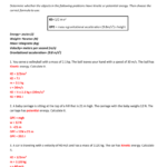 Answers Throughout Kinetic And Potential Energy Worksheet Answers