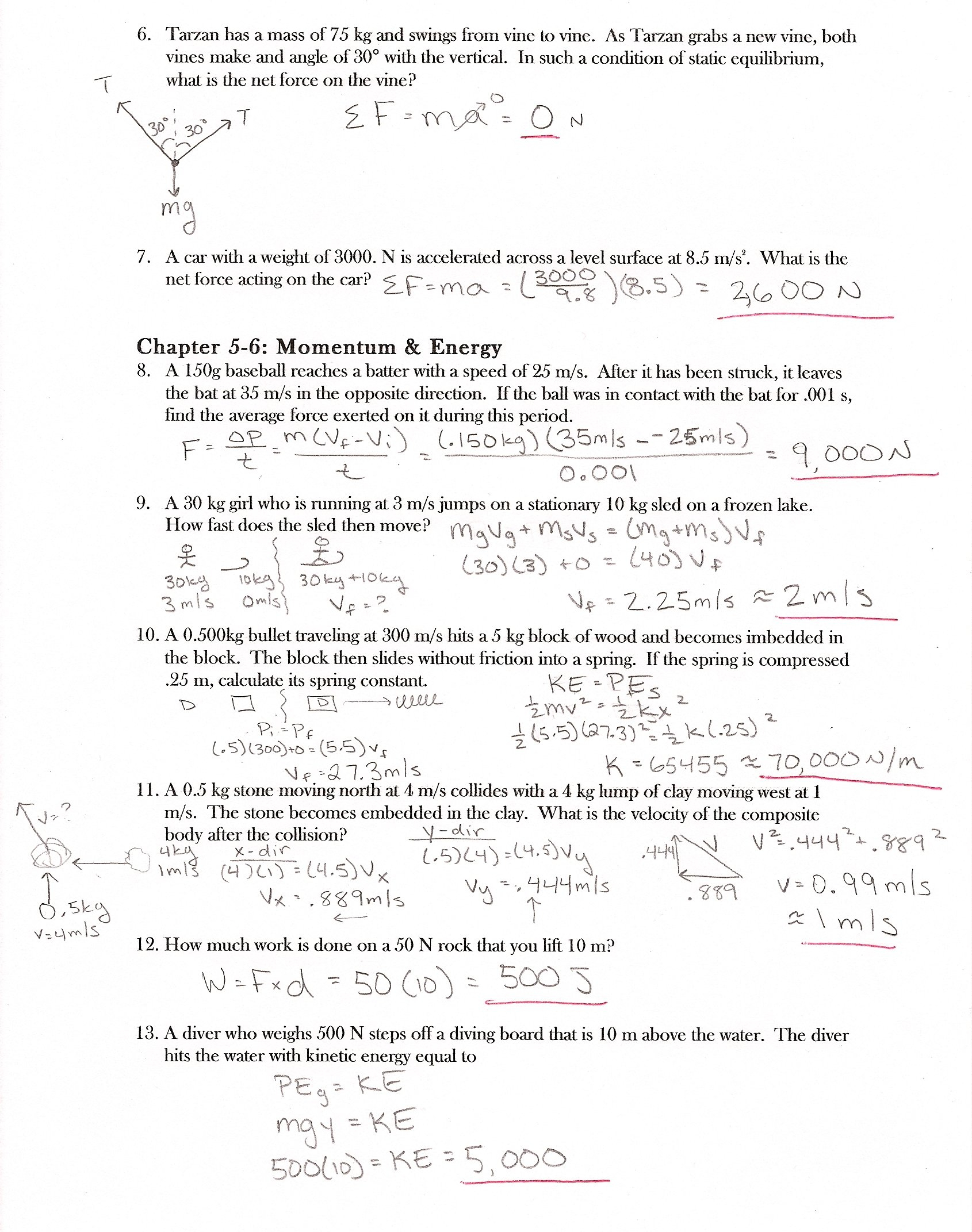 Ap Physics Answers As Well As Physics Force Worksheets With Answers