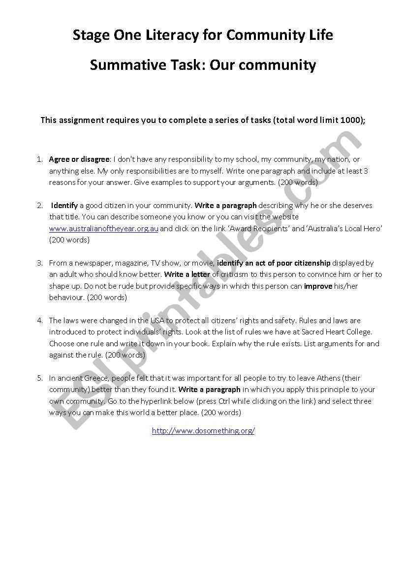 Are You A Good Citizen  Esl Worksheetnitters Pertaining To Citizenship In The Community Worksheet