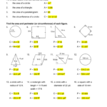 Area Perimeter And Circumference Review Ws For Area And Circumference Of A Circle Worksheet Answers