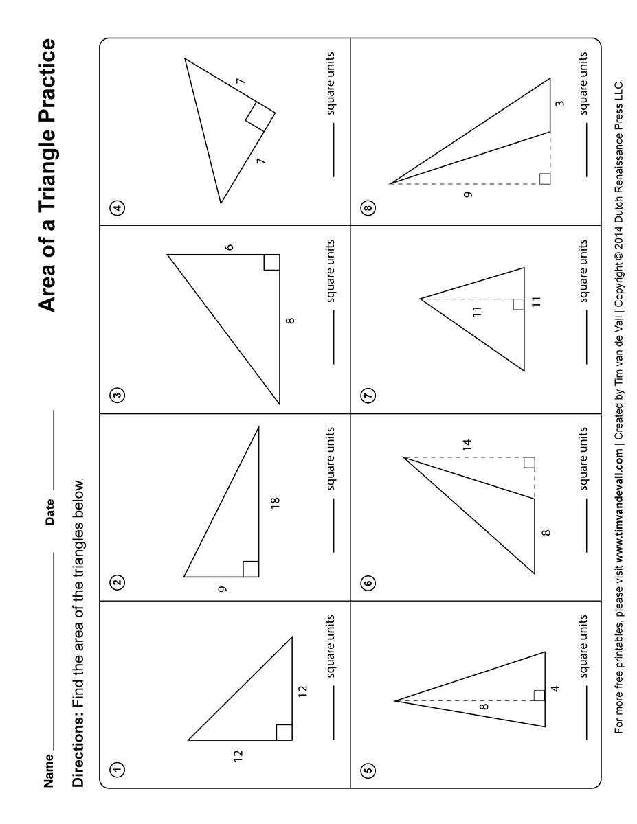 Areaofatriangleworksheet3  Tim's Printables Along With Area Of A Triangle Worksheet