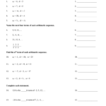 Arithmetic Sequence Worksheet 1 For Arithmetic Sequence Practice Worksheet