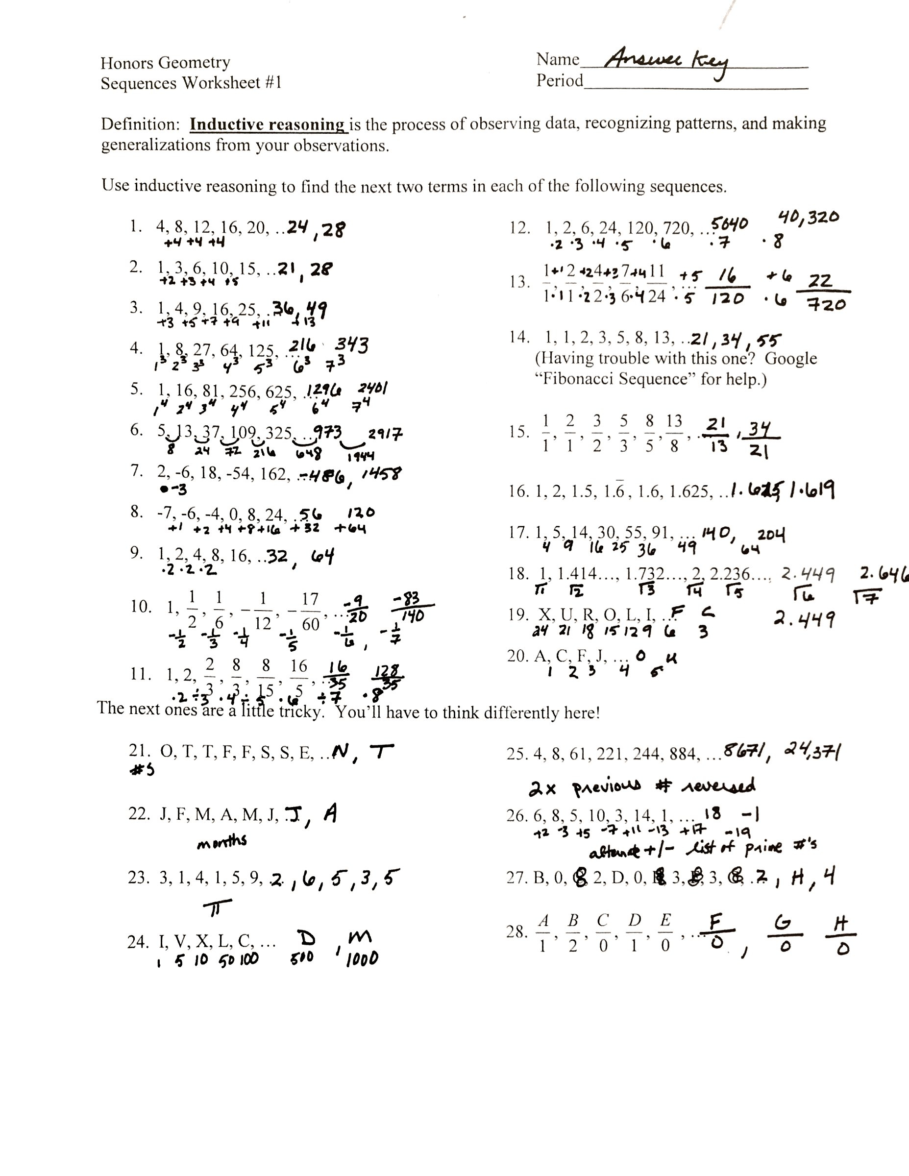 Arithmetic Sequences Worksheets The Best Worksheets Image Collection Together With Sequences Worksheet Answers
