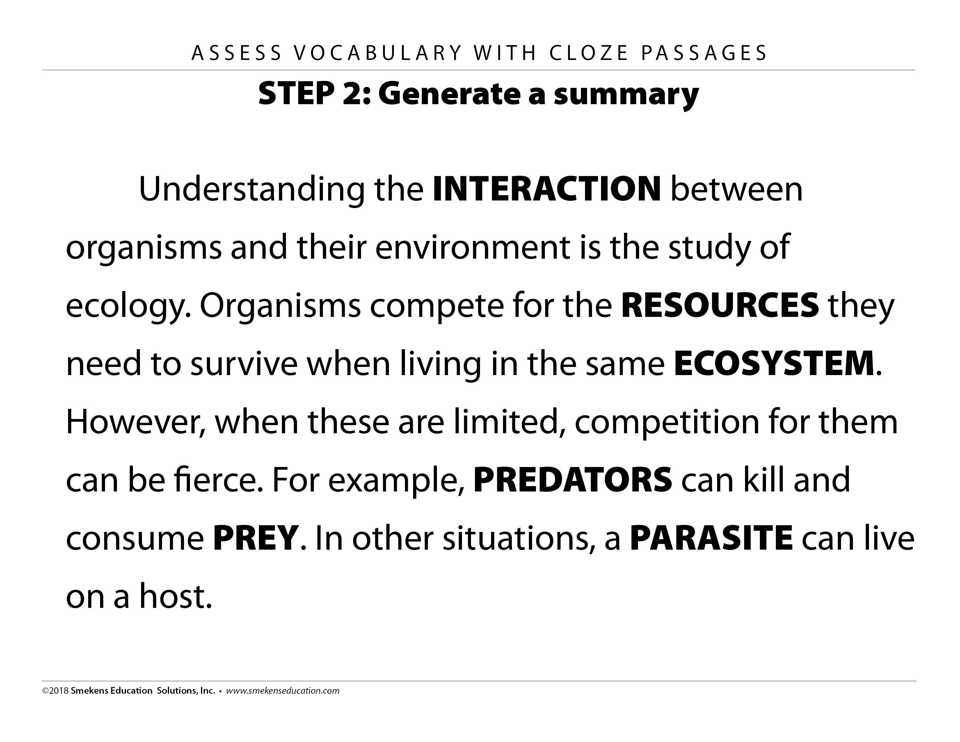 Assess Vocabulary With Cloze Passages Along With Transition Worksheets For Special Education Students