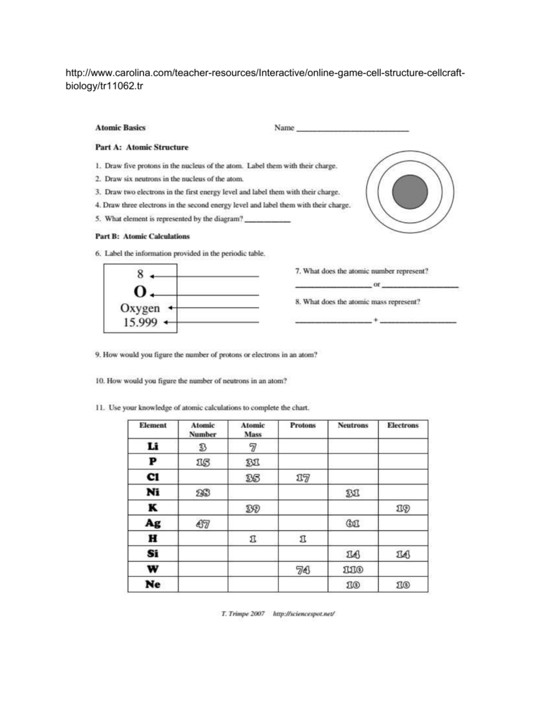 Atomic Basics Worksheet In Drawing Atoms Worksheet Answer Key