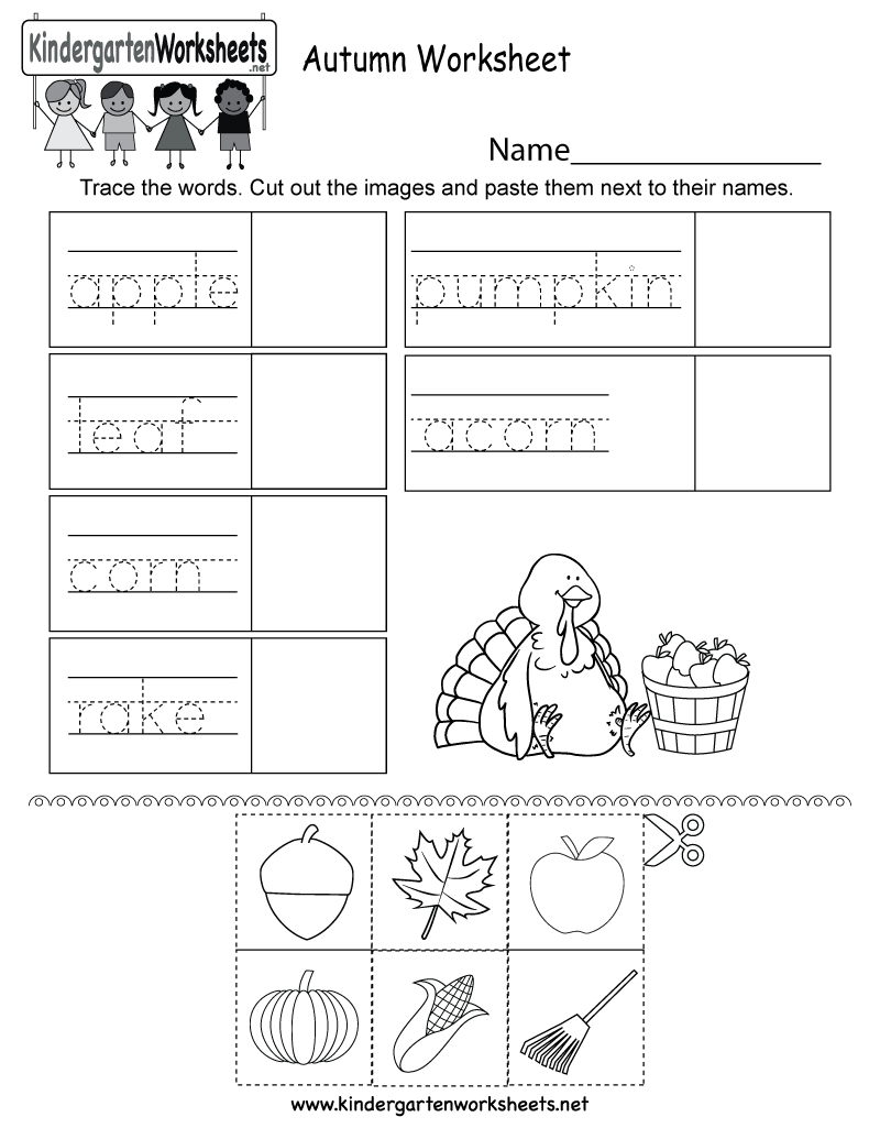 Autumn Worksheet  Free Kindergarten Seasonal Worksheet For Kids Inside Fall Worksheets For Preschool