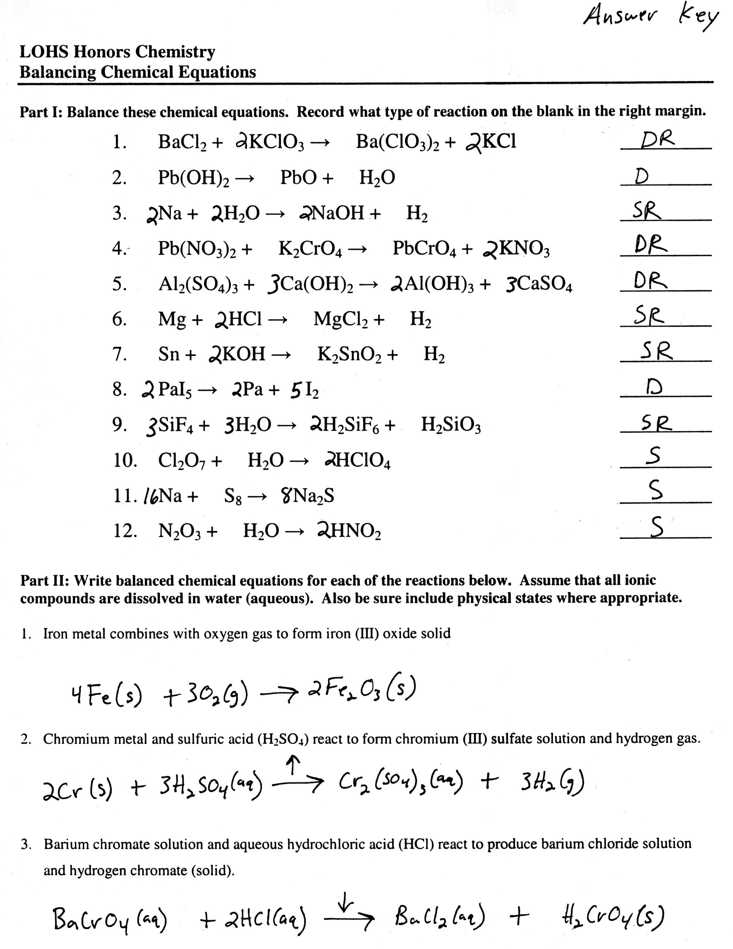 Awesome Collection Of Types Of Chemical Reaction Worksheet Ch 7 Also Types Of Chemical Reaction Worksheet Ch 7 Answers