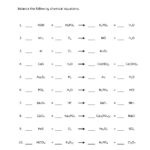 Balancing Chemical Equations Practice Sheet Intended For Balancing Chemical Equations Worksheet Grade 10