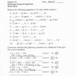 Balancing Chemical Equations Worksheet 1 Answers  Briefencounters And Balancing Equations Race Worksheet Answers