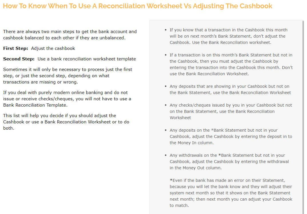 Bank Reconciliation Statements Or Bank Reconciliation Worksheet