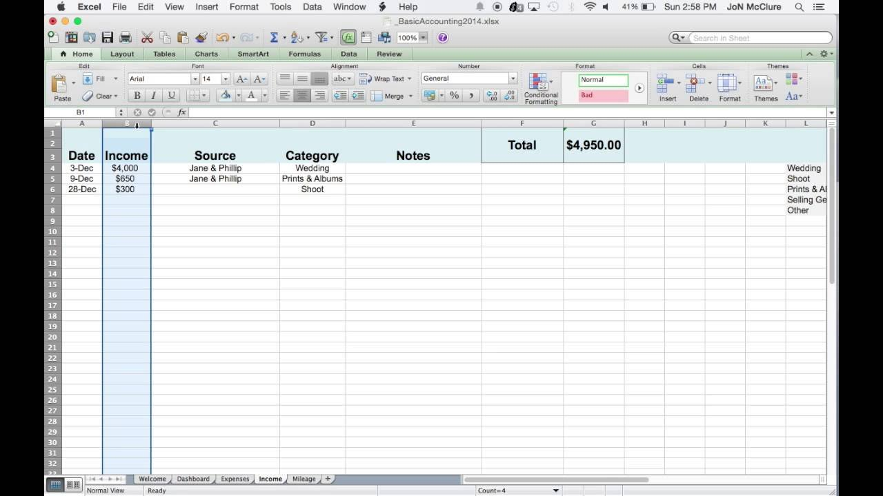 Basic Accounting Spreadsheets For Photographers - Youtube For Photography Accounting Spreadsheet