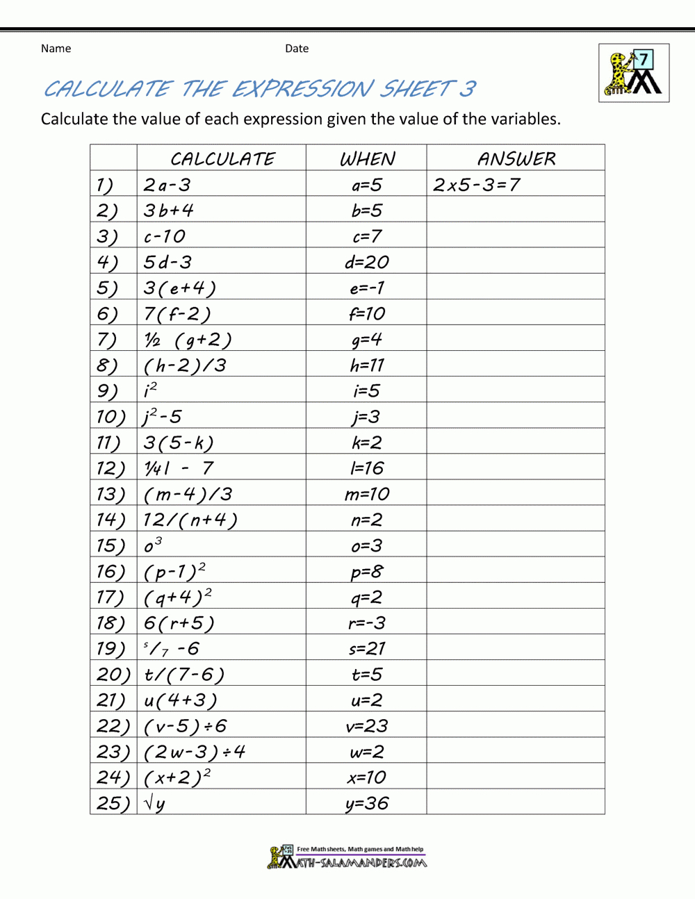 7Th Grade Math Worksheets And Answer Key — excelguider.com