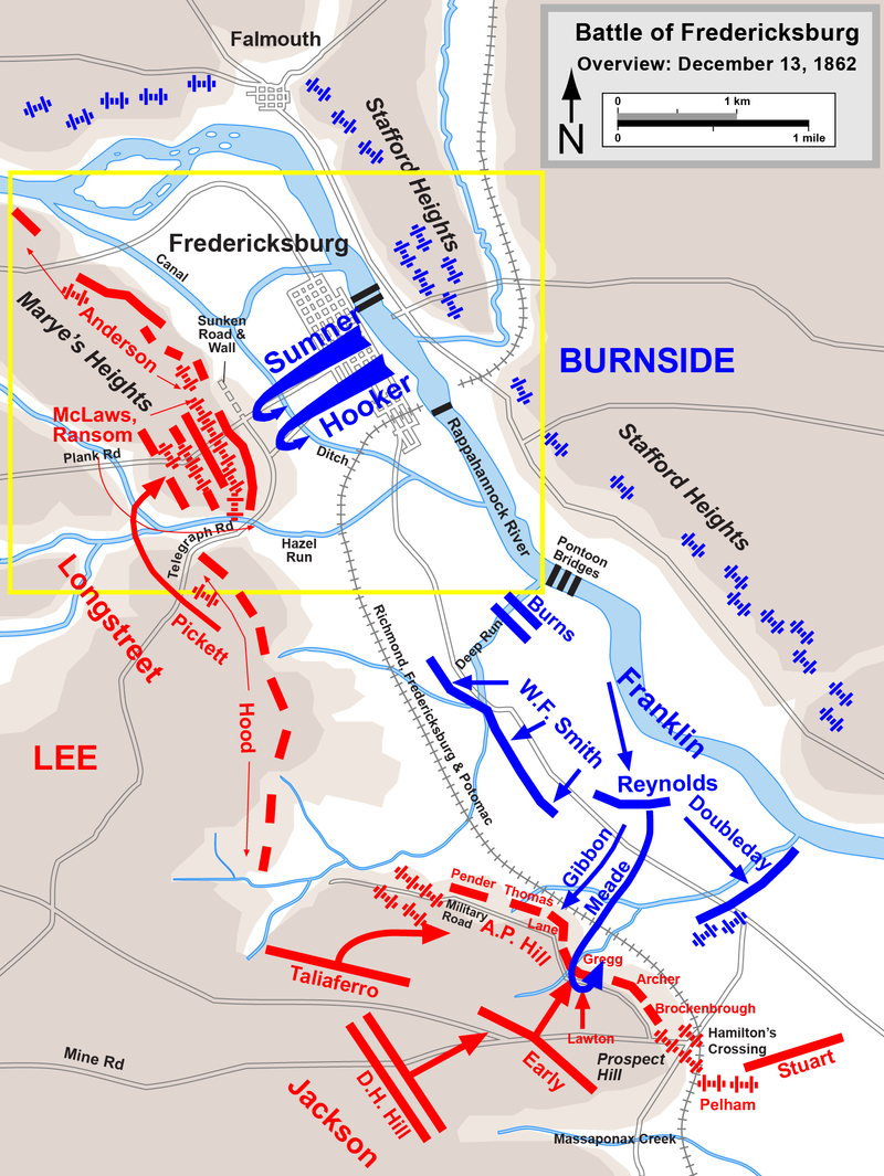 Battle Of Fredericksburg December 1113 1862  History Pertaining To Civil War Battles Map Worksheet