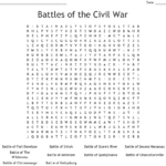 Battles Of The Civil War Word Search  Wordmint Pertaining To The Road To The Civil War Worksheet Answers