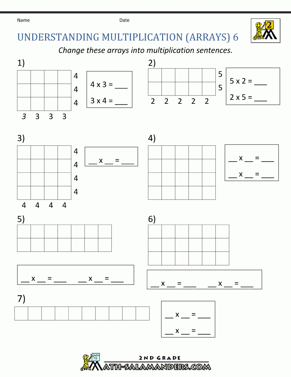 Beginning Multiplication Worksheets Together With Multiplication Arrays Worksheets 4Th Grade