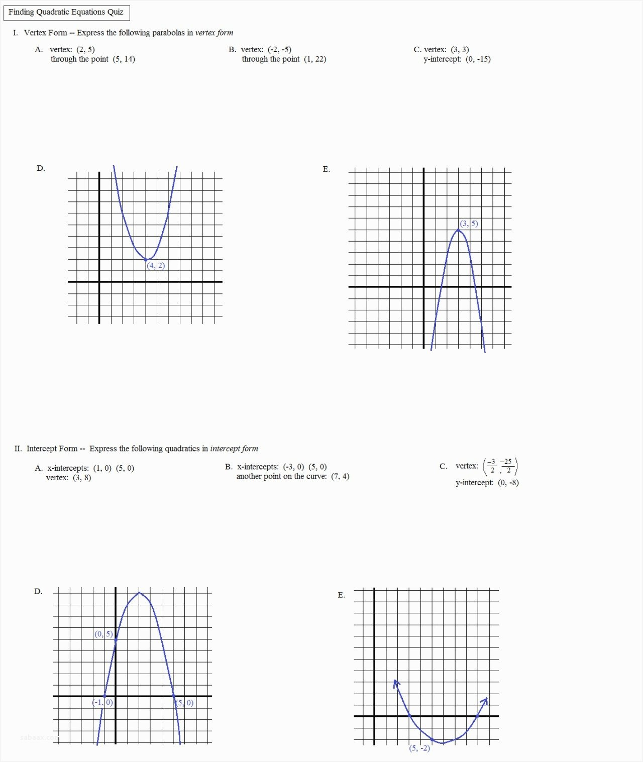 Best Solutions Of Graphing Parabolas In Vertex Form Worksheet With Graphing Parabolas In Vertex Form Worksheet