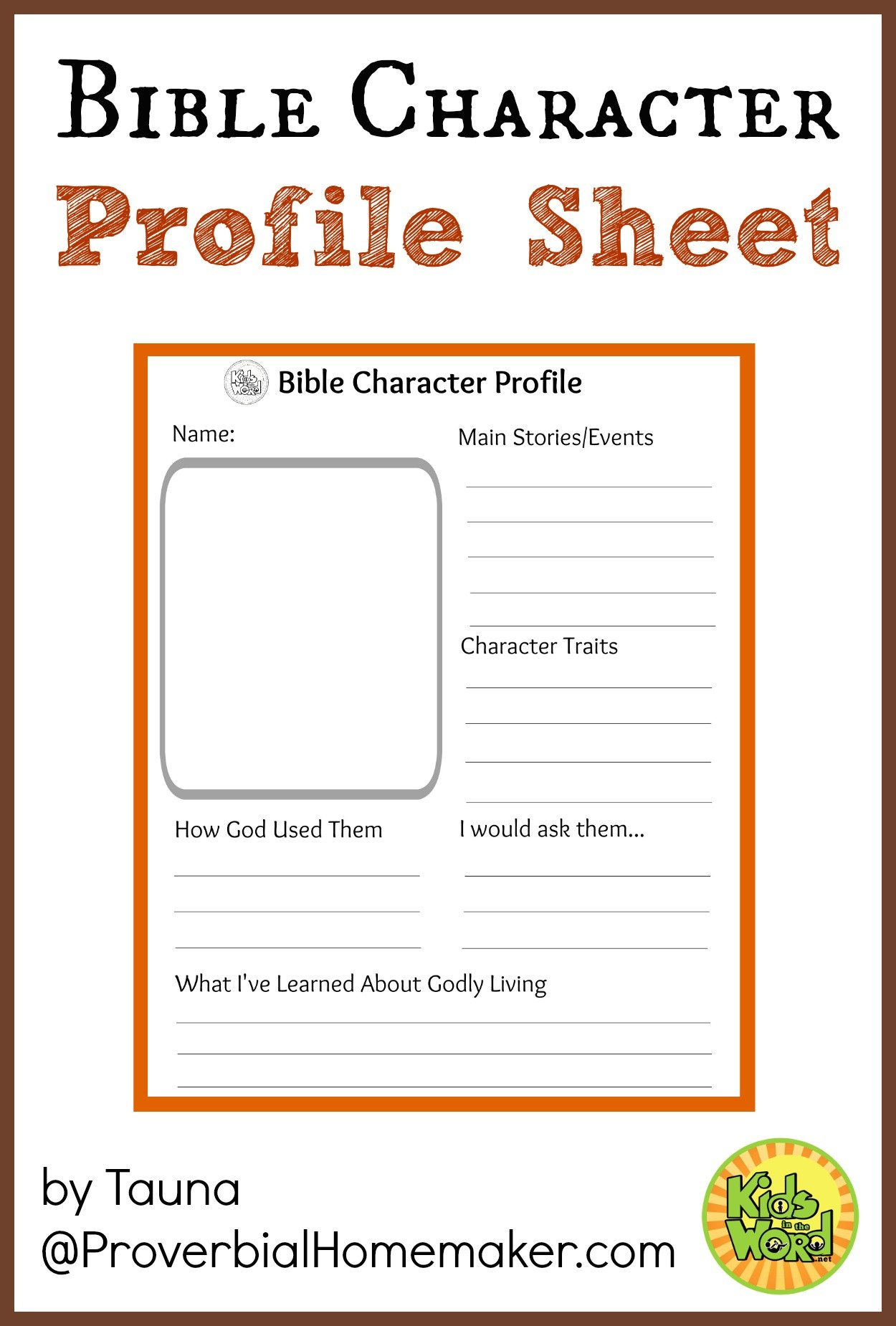 Bible Character Profile Sheet For Character Profile Worksheet