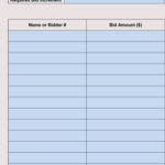 Bid Sheet Templates For Silent Auction In Word Excel Pdf Format Or Bid Worksheet Template