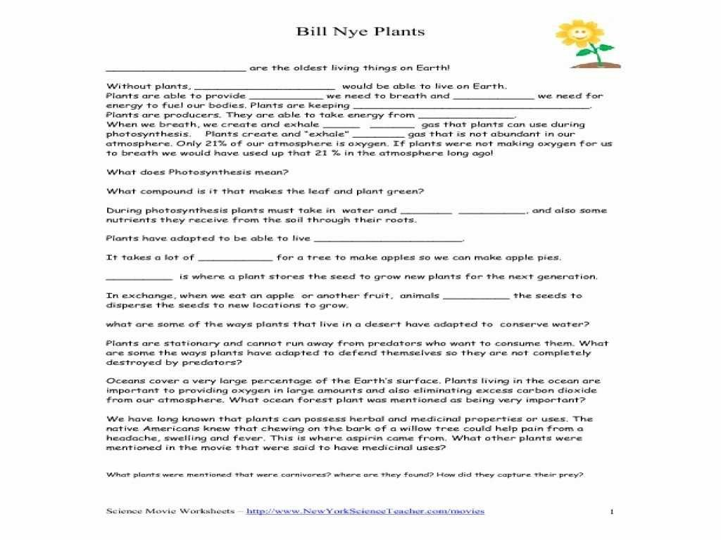 Bill Nye Plants Worksheet Answers  Briefencounters Along With Bill Nye Atmosphere Worksheet Answers