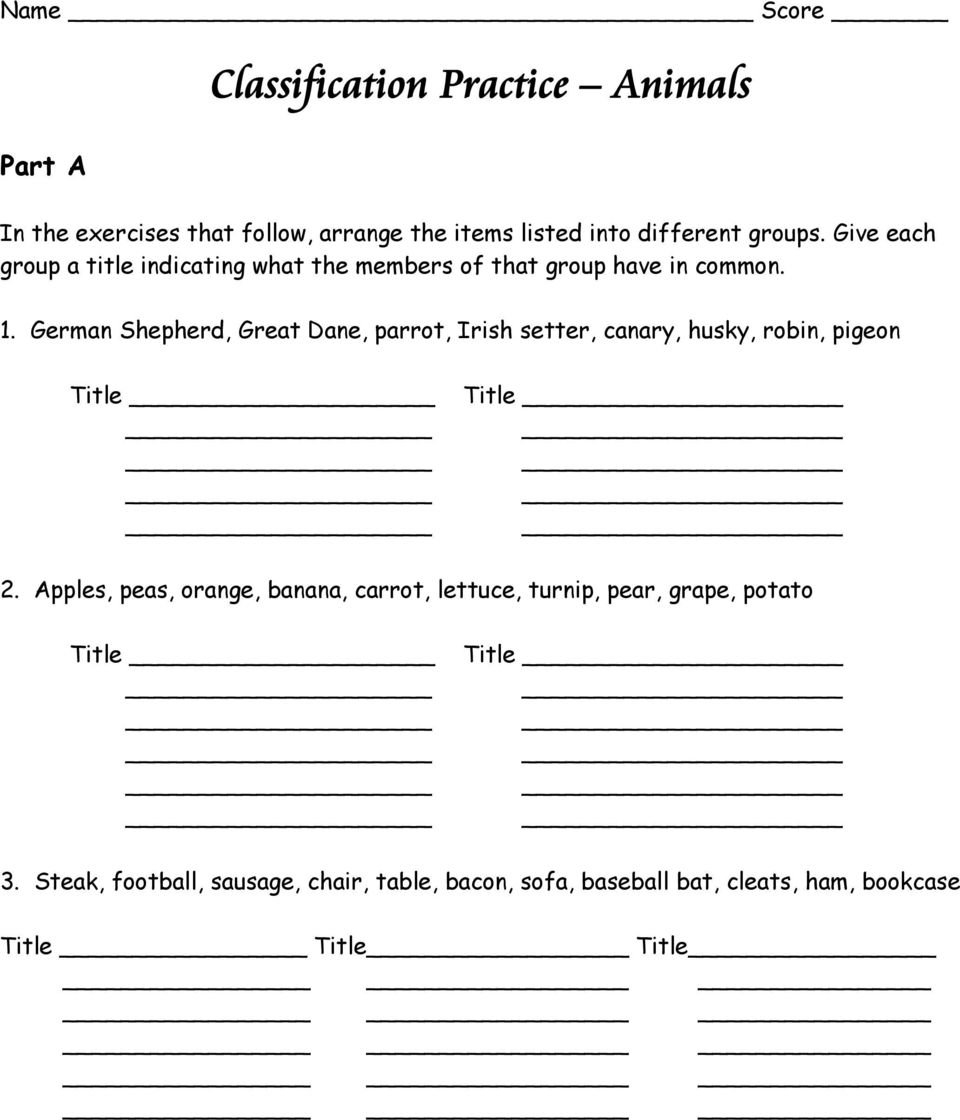 Biological Classification Worksheet  Pdf And A Tale Of Two Elephants Worksheet