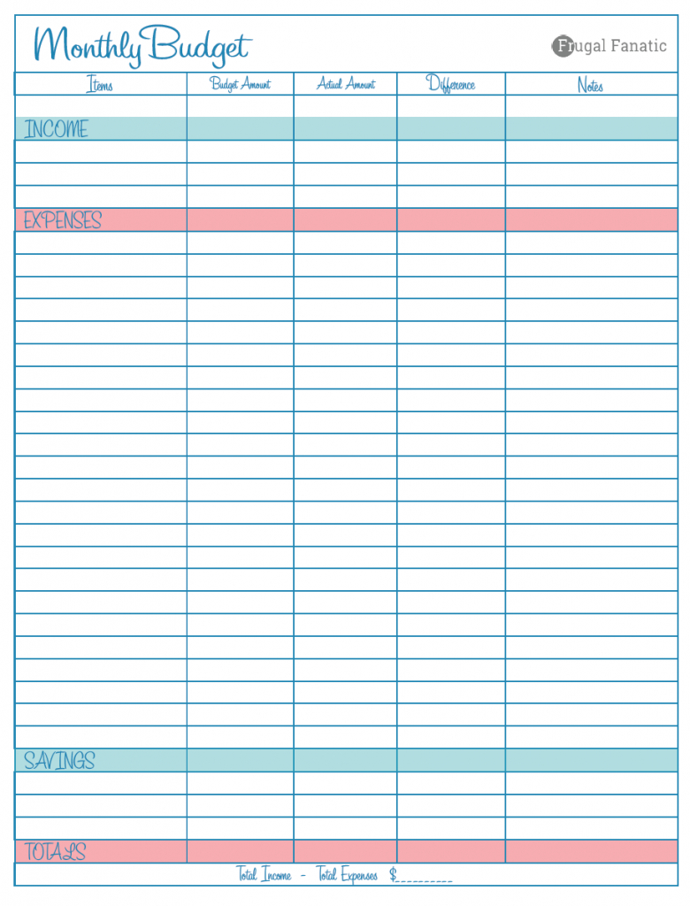 Blank Monthly Budget Worksheet  Frugal Fanatic Intended For A Monthly Budget Worksheet