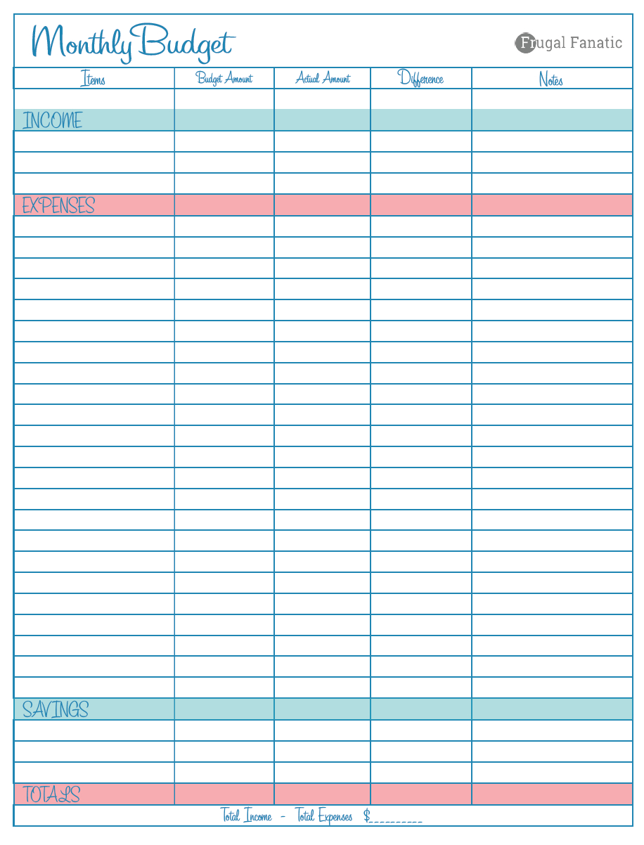 Blank Monthly Budget Worksheet  Frugal Fanatic Throughout Financial Worksheet Template