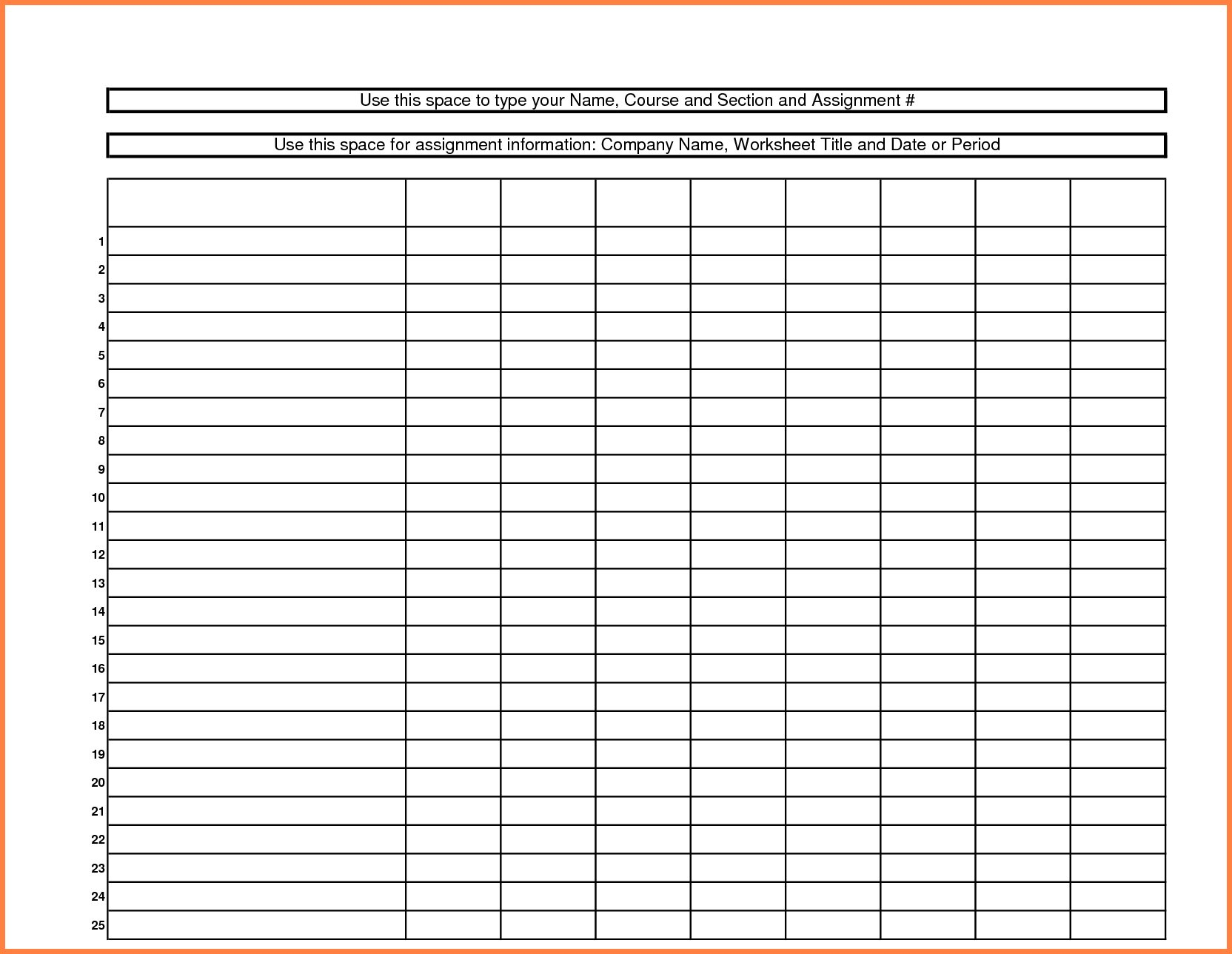 Blank Printable Spreadsheet | Room Surf.com Or Printable Spreadsheet Template