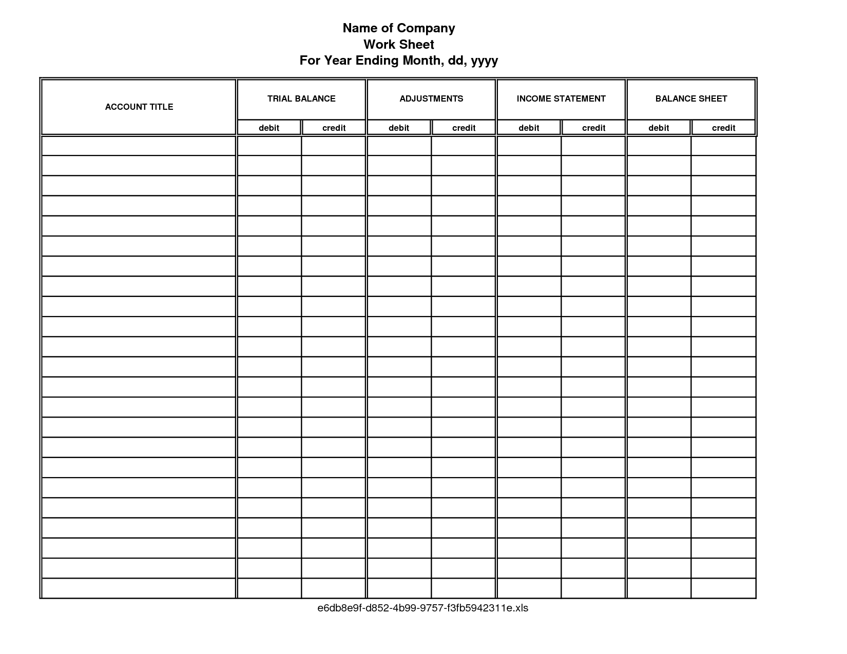 Blank Six Column Worksheet | Accounting 6 Column Worksheet   Excel ... As Well As Blank Trial Balance Sheet