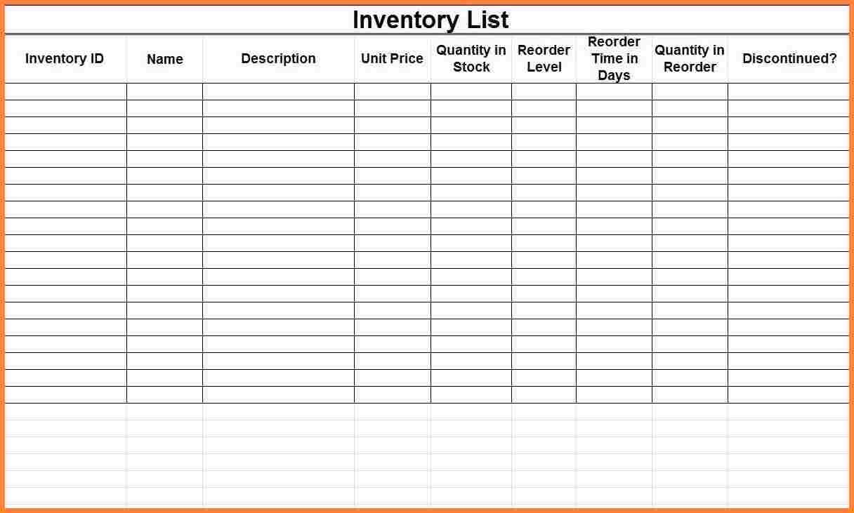 Blank Small Business Inventory Control Checklist Spreadsheet Also Inventory Control Worksheet