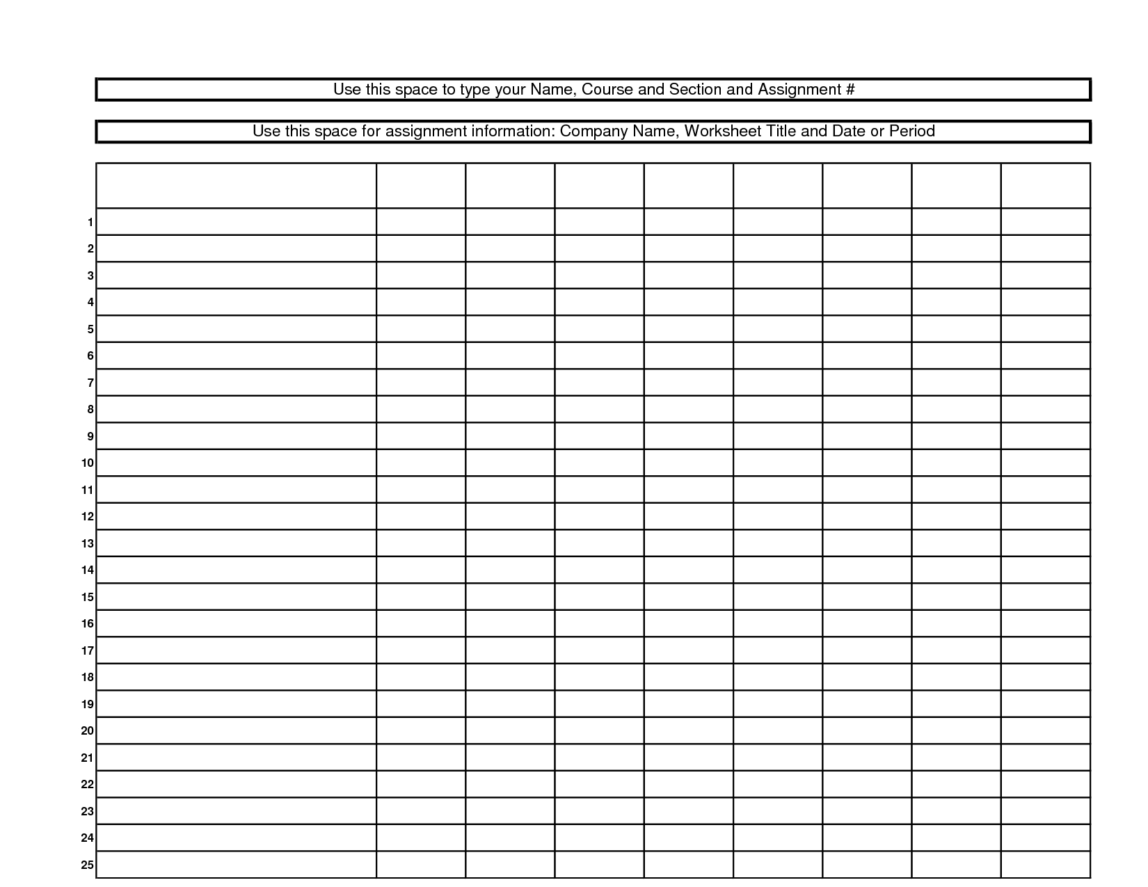 Blank+10+Column+Worksheet+Template | Clever House Ideas | Templates ... Throughout Printable Spreadsheet Template