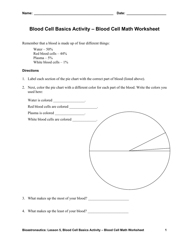 Blood Cell Math Worksheet In Cell Activity Worksheet