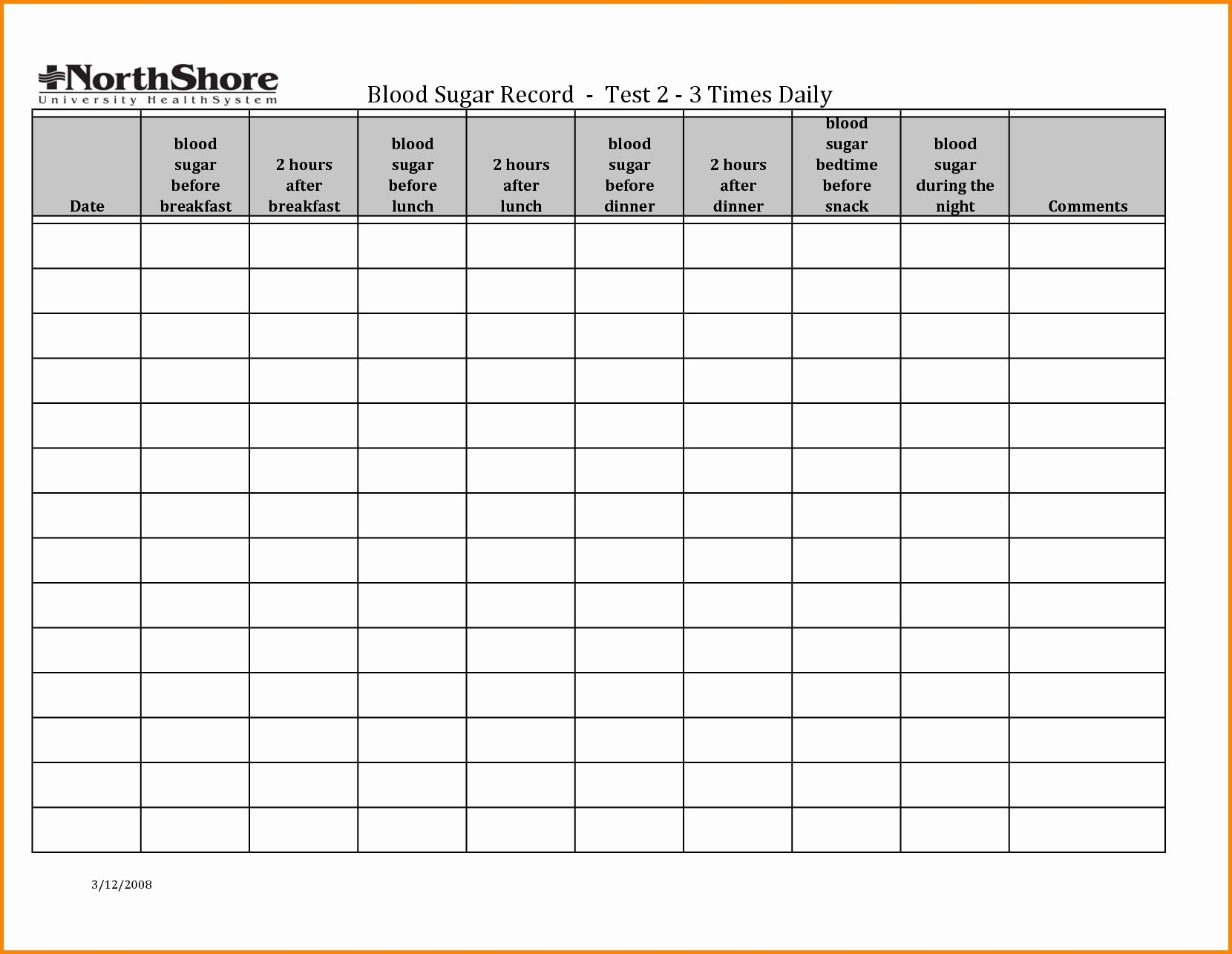 Blood Glucose Tracking Sheet Excel Templates