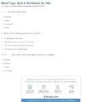 Blood Type Quiz  Worksheet For Kids  Study Together With Human Blood Cell Typing Worksheet Answer Key