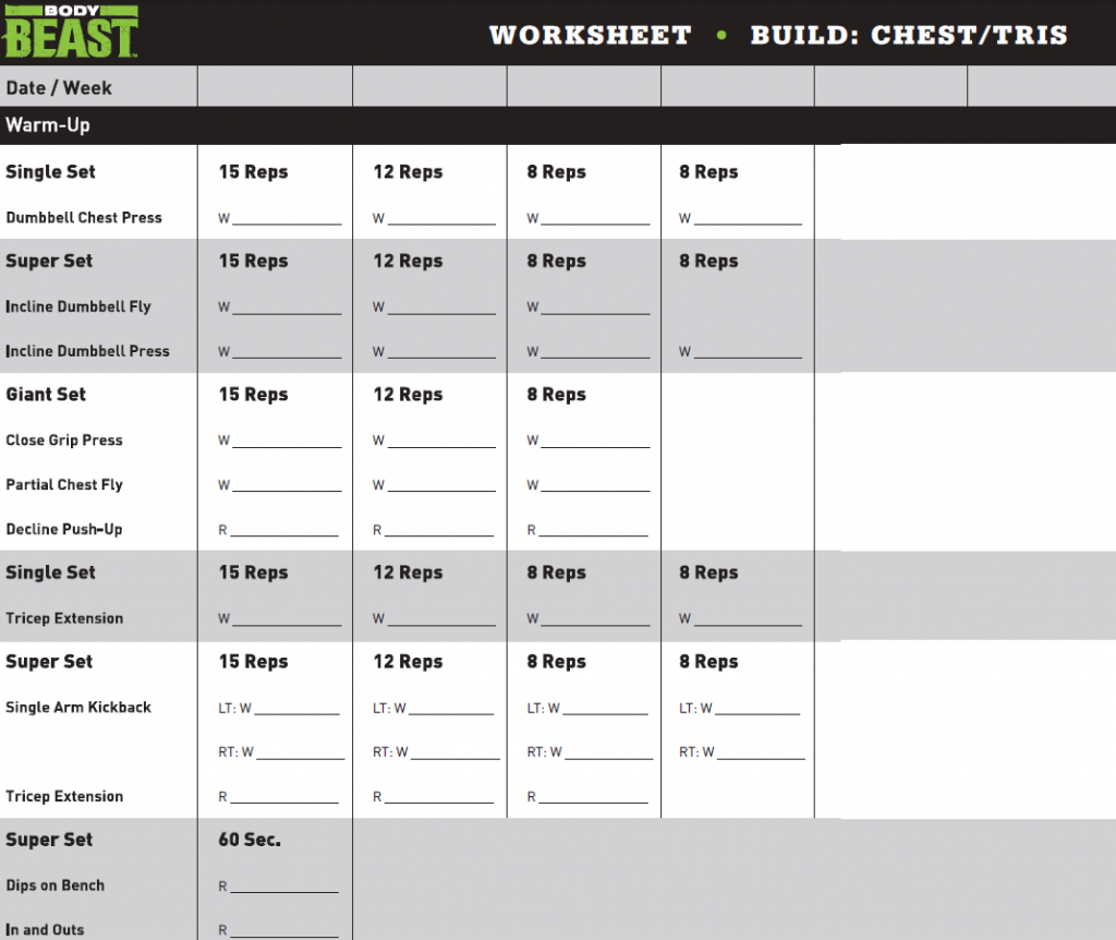 Body Beast Workout Videos  3 Initials Together With Body Beast Cardio Worksheet