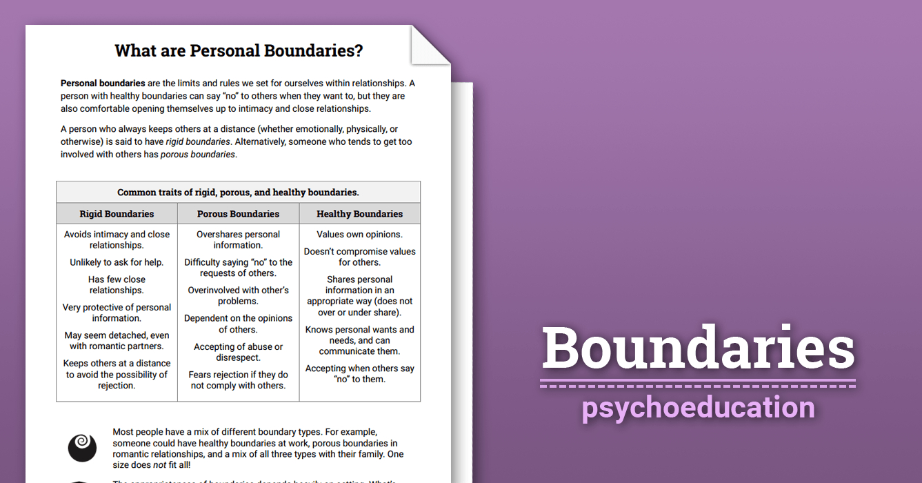 Boundaries Info Sheet Worksheet  Therapist Aid As Well As Boundaries Worksheet Therapy Pdf