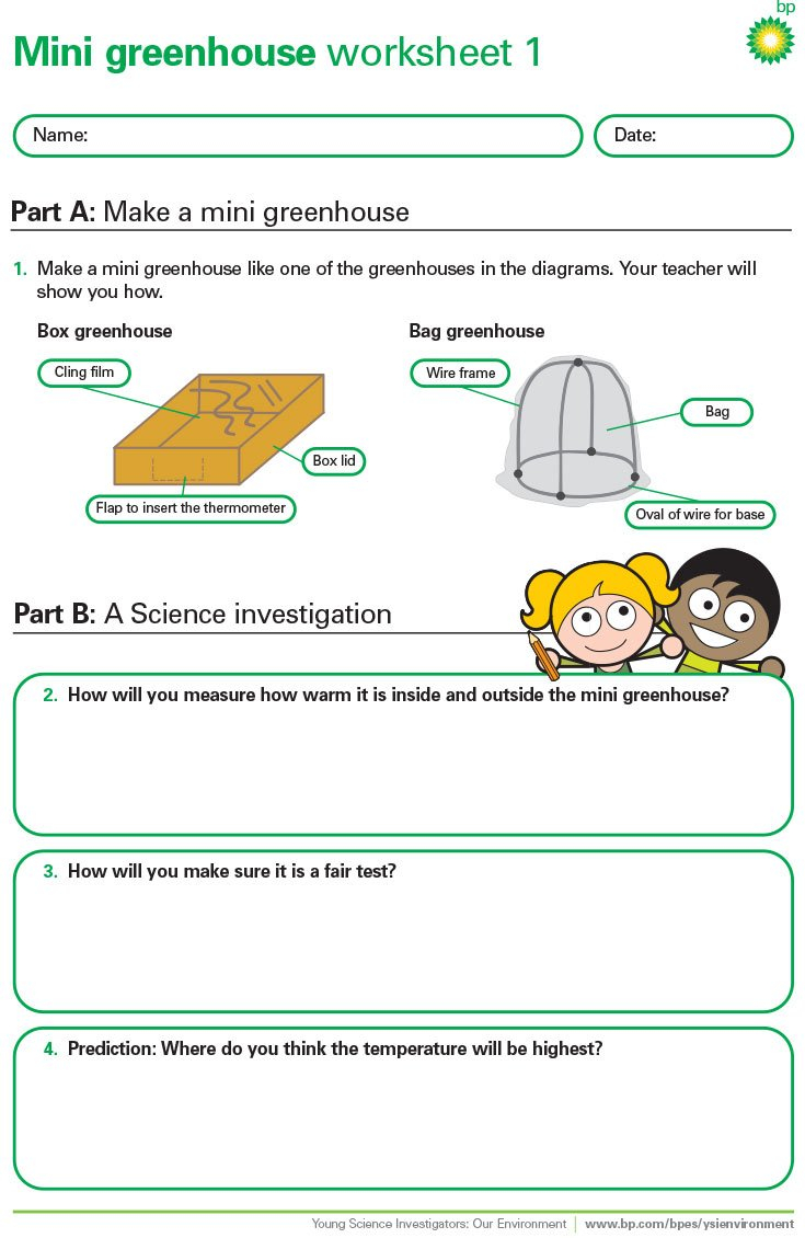 Bp Educational Service  Mini Greenhouse Experiment Activity Intended For Climate Change Worksheet