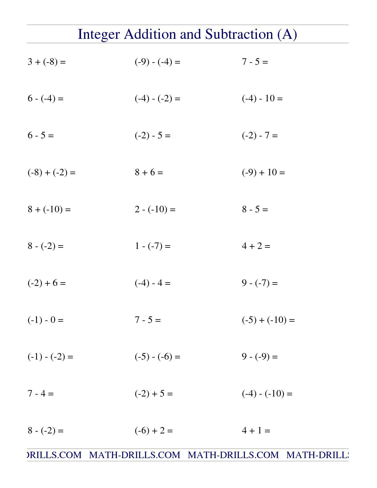 Brilliant Ideas Of 6Th Grade Math Integers Worksheets Adding And Together With 6Th Grade Integers Worksheets