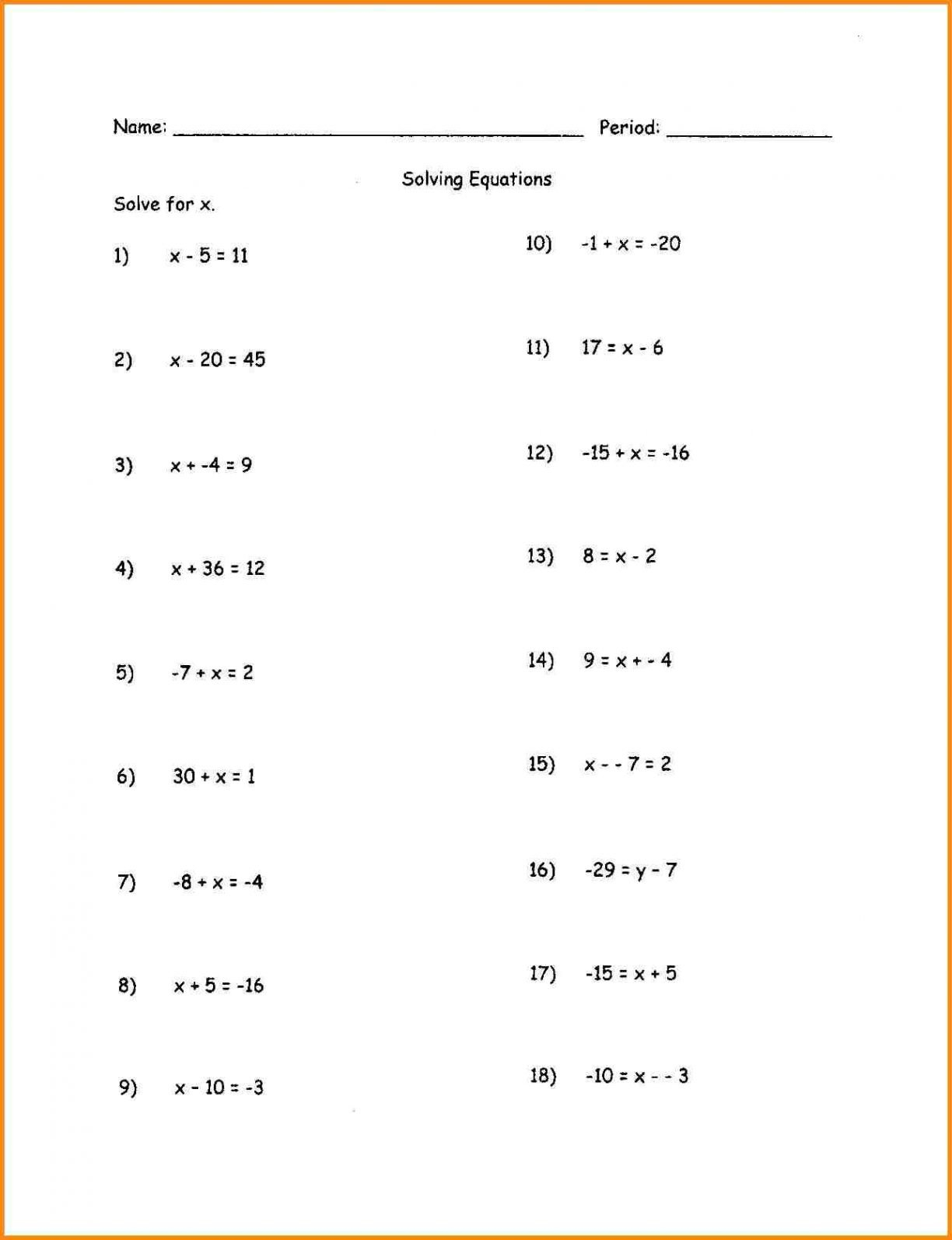 Brilliant Ideas Of Free Math Worksheets Forth Grade Pre Algebra Also 7Th Grade Algebra Worksheets