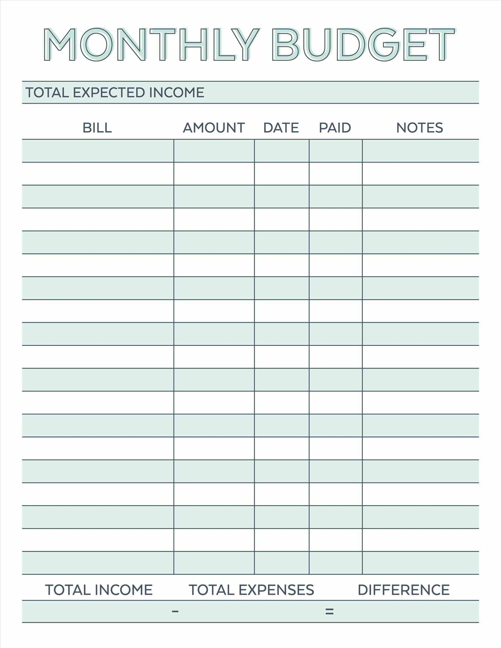 Budget Planner Planner Worksheet Monthly Bills Template Free ... Inside Easy Spreadsheet For Monthly Bills