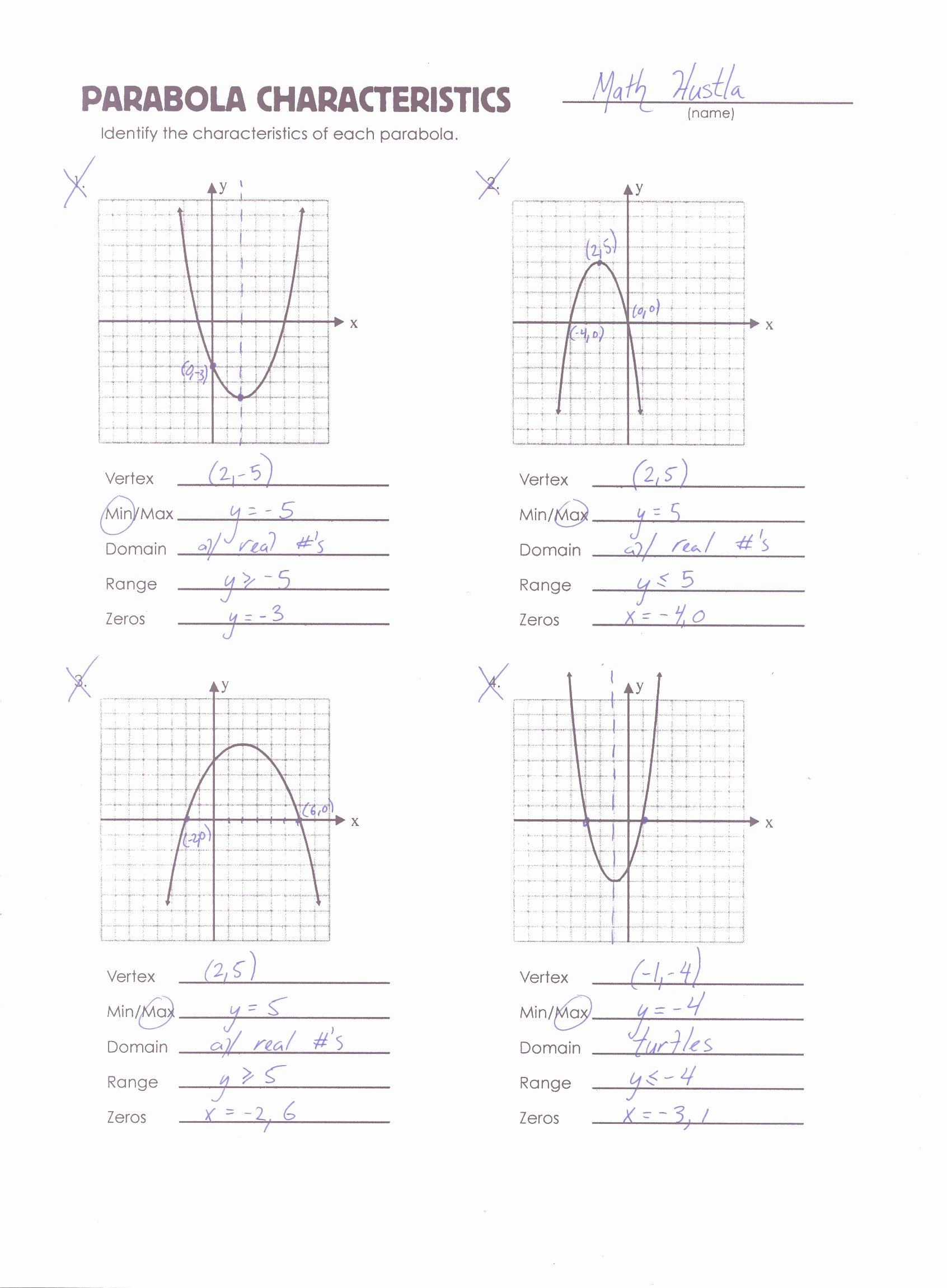 Bunch Ideas Of Graphing A Parabola From Vertex Form Worksheet Along With Graphing A Parabola From Vertex Form Worksheet Answers