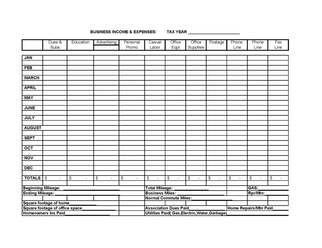 Home Office Expense Spreadsheet —