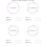 Calculate Radius And Diameter Of Circles From Circumference A And Area And Circumference Of A Circle Worksheet Answers