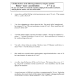 Calculating Force Worksheet Regarding Acceleration Calculations Worksheet