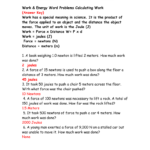 Calculating Work Worksheetanswer Key As Well As Calculating Force Worksheet Answers