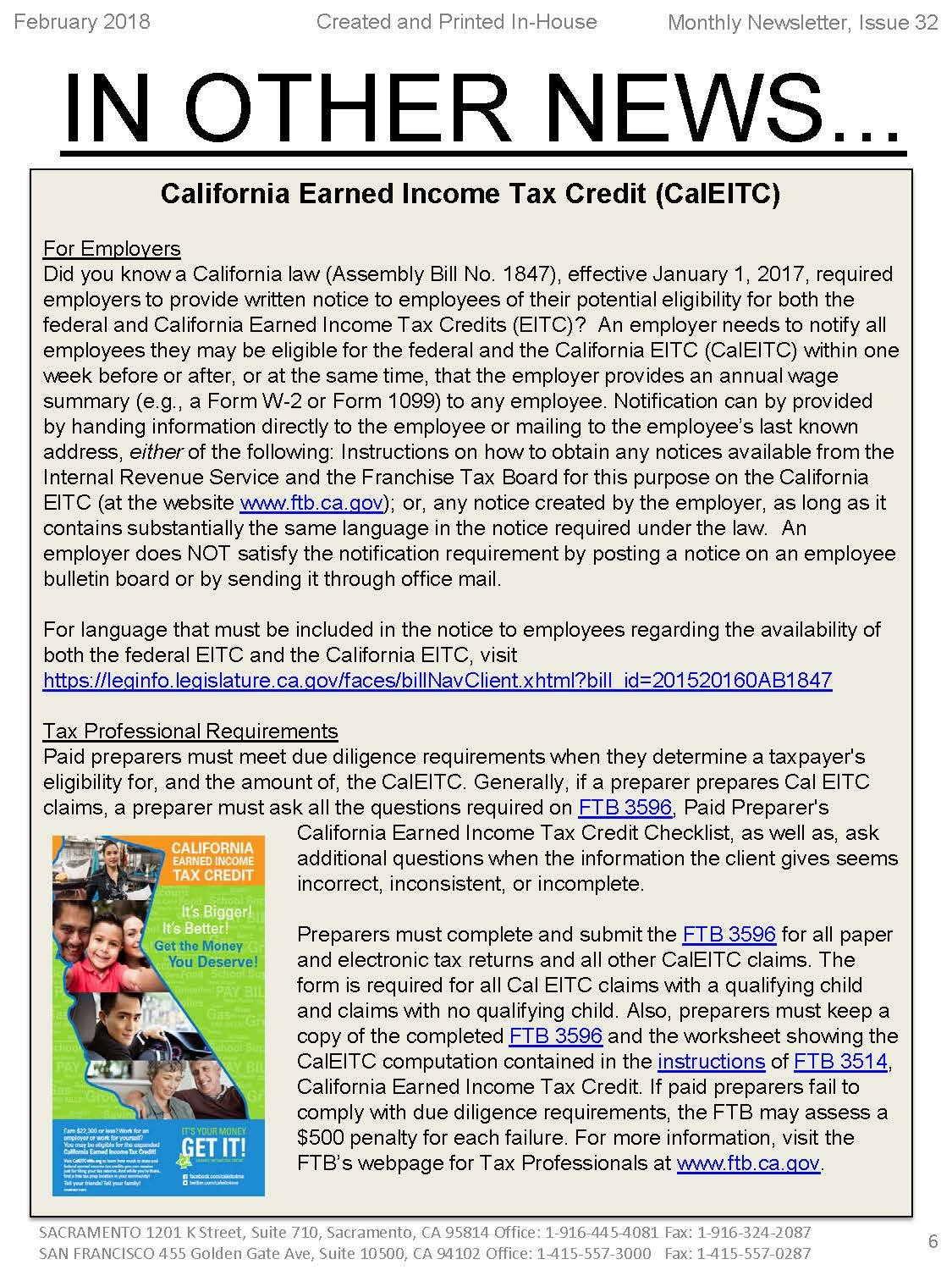 California Earned Income Tax Credit Caleitc  Hr Ledger Inc Inside California Earned Income Tax Credit Worksheet 2017