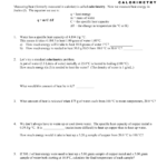 Calorimetry Worksheet  Mrs Stotts Chemistry With Calorimetry Worksheet Answers